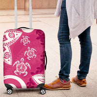 Polynesia Luggage Cover Pink Tribal Turtle Floral Pattern