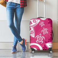 Polynesia Luggage Cover Pink Tribal Turtle Floral Pattern