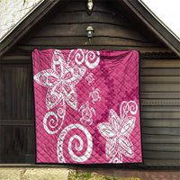 Polynesia Quilt Pink Tribal Turtle Floral Pattern