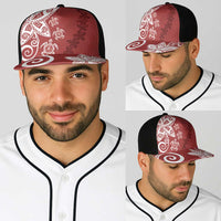 Polynesia Baseball Net Cap Red Tribal Turtle Floral Pattern - Polynesian Pride