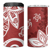 Polynesia 4 in 1 Can Cooler Tumbler Red Tribal Turtle Floral Pattern