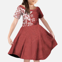 Polynesia Family Matching Tank Maxi Dress and Hawaiian Shirt Red Tribal Turtle Floral Pattern LT05 Daughter's Dress Red - Polynesian Pride
