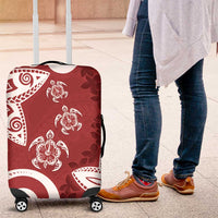 Polynesia Luggage Cover Red Tribal Turtle Floral Pattern
