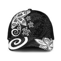 Polynesia Baseball Net Cap Black Tribal Turtle Floral Pattern LT05 One Size Black Black - Polynesian Pride