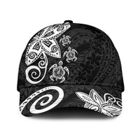 Polynesia Classic Cap Black Tribal Turtle Floral Pattern LT05 Universal Fit Black - Polynesian Pride