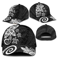 Polynesia Classic Cap Black Tribal Turtle Floral Pattern LT05 - Polynesian Pride