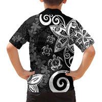 Polynesia Family Matching Tank Maxi Dress and Hawaiian Shirt Black Tribal Turtle Floral Pattern LT05 - Polynesian Pride