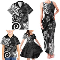 Polynesia Family Matching Tank Maxi Dress and Hawaiian Shirt Black Tribal Turtle Floral Pattern LT05 - Polynesian Pride