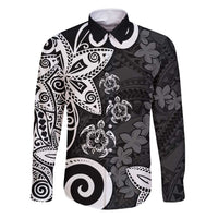 Polynesia Family Matching Tank Maxi Dress and Hawaiian Shirt Black Tribal Turtle Floral Pattern LT05 Dad's Shirt - Long Sleeve Black - Polynesian Pride