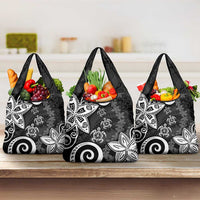 Polynesia Grocery Bag Black Tribal Turtle Floral Pattern