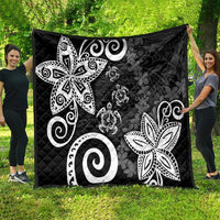 Polynesia Quilt Black Tribal Turtle Floral Pattern