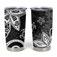 Polynesia Tumbler Cup Black Tribal Turtle Floral Pattern