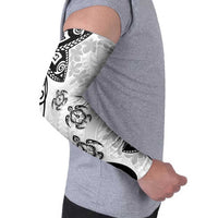 Polynesia Arm Sleeves White Tribal Turtle Floral Pattern - Polynesian Pride
