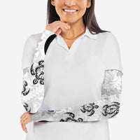 Polynesia Arm Sleeves White Tribal Turtle Floral Pattern - Polynesian Pride