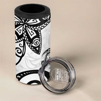 Polynesia 4 in 1 Can Cooler Tumbler White Tribal Turtle Floral Pattern