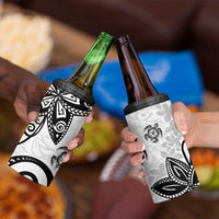 Polynesia 4 in 1 Can Cooler Tumbler White Tribal Turtle Floral Pattern
