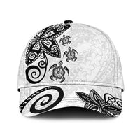 Polynesia Classic Cap White Tribal Turtle Floral Pattern LT05 Universal Fit White - Polynesian Pride