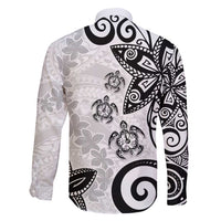 Polynesia Family Matching Tank Maxi Dress and Hawaiian Shirt White Tribal Turtle Floral Pattern LT05 - Polynesian Pride