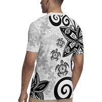 Polynesia Rugby Jersey White Tribal Turtle Floral Pattern