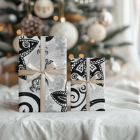 Polynesia Wrapping Paper White Tribal Turtle Floral Pattern - Polynesian Pride