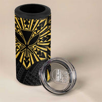 Hawaii And Philippines 4 in 1 Can Cooler Tumbler Kanaka Maoli With Tribal Sun Together Gold