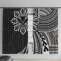 Hawaii And Philippines Window Curtain Kanaka Maoli With Tribal Sun Together Black LT05 With Hooks Black - Polynesian Pride