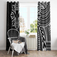 Hawaii And Philippines Window Curtain Kanaka Maoli With Tribal Sun Together Black LT05 - Polynesian Pride