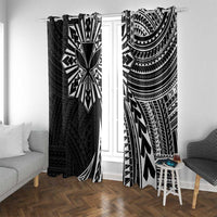 Hawaii And Philippines Window Curtain Kanaka Maoli With Tribal Sun Together Black LT05 With Grommets Black - Polynesian Pride