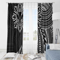Hawaii And Philippines Window Curtain Kanaka Maoli With Tribal Sun Together Black LT05 - Polynesian Pride