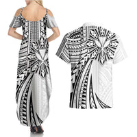 Hawaii And Philippines Couples Matching Summer Maxi Dress and Hawaiian Shirt Kanaka Maoli With Tribal Sun Together White