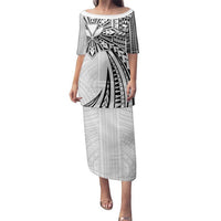 Hawaii And Philippines Family Matching Puletasi and Hawaiian Shirt Kanaka Maoli With Tribal Sun Together White