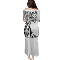Hawaii And Philippines Puletasi Kanaka Maoli With Tribal Sun Together White LT05 - Polynesian Pride