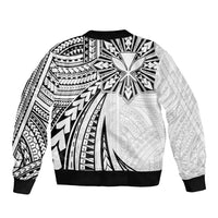 Hawaii And Philippines Sleeve Zip Bomber Jacket Kanaka Maoli With Tribal Sun Together White
