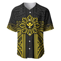 Hawaii And Philippines Together Baseball Jersey Polynesian Pattern With Filipino Barong Gold LT05 Gold - Polynesian Pride