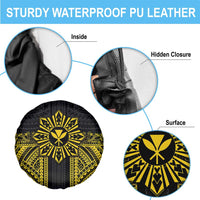Hawaii And Philippines Together Spare Tire Cover Polynesian Pattern With Filipino Barong Gold LT05 - Polynesian Pride
