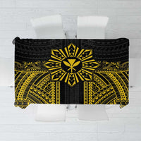 Hawaii And Philippines Together Tablecloth Polynesian Pattern With Filipino Barong Gold LT05 Gold - Polynesian Pride