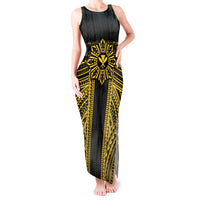 Hawaii And Philippines Together Tank Maxi Dress Polynesian Pattern With Filipino Barong Gold LT05 Women Gold - Polynesian Pride
