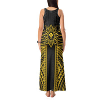 Hawaii And Philippines Together Tank Maxi Dress Polynesian Pattern With Filipino Barong Gold LT05 - Polynesian Pride