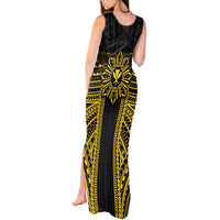 Hawaii And Philippines Together Tank Maxi Dress Polynesian Pattern With Filipino Barong Gold LT05 - Polynesian Pride