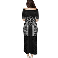 Hawaii And Philippines Together Puletasi Polynesian Pattern With Filipino Barong Black LT05 - Polynesian Pride