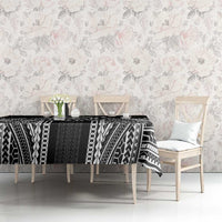 Hawaii And Philippines Together Tablecloth Polynesian Pattern With Filipino Barong Black LT05 - Polynesian Pride