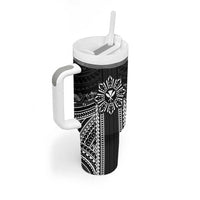 Hawaii And Philippines Together Tumbler With Handle Polynesian Pattern With Filipino Barong Black