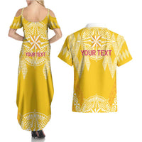 Personalised Anastasis College Couples Matching Summer Maxi Dress and Hawaiian Shirt Tonga Ngatu Pattern - Polynesian Pride
