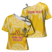 Personalised Anastasis College Cross Shoulder Shirt Tonga Ngatu Pattern LT05 - Polynesian Pride