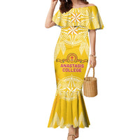 Personalised Anastasis College Family Matching Mermaid Dress and Hawaiian Shirt Tonga Ngatu Pattern - Polynesian Pride
