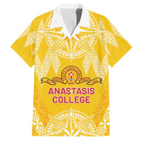 Personalised Anastasis College Family Matching Off The Shoulder Long Sleeve Dress and Hawaiian Shirt Tonga Ngatu Pattern - Polynesian Pride