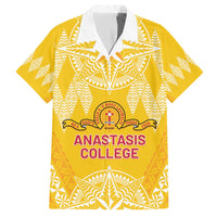 Personalised Anastasis College Family Matching Off The Shoulder Long Sleeve Dress and Hawaiian Shirt Tonga Ngatu Pattern - Polynesian Pride