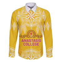 Personalised Anastasis College Family Matching Off The Shoulder Long Sleeve Dress and Hawaiian Shirt Tonga Ngatu Pattern - Polynesian Pride