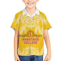 Personalised Anastasis College Family Matching Off The Shoulder Long Sleeve Dress and Hawaiian Shirt Tonga Ngatu Pattern - Polynesian Pride