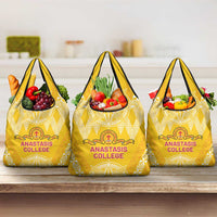 Anastasis College Grocery Bag Tonga Ngatu Pattern LT05 3-pack One Size Yellow - Polynesian Pride